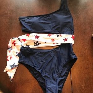 SHEIN one piece patriotic bathing suit